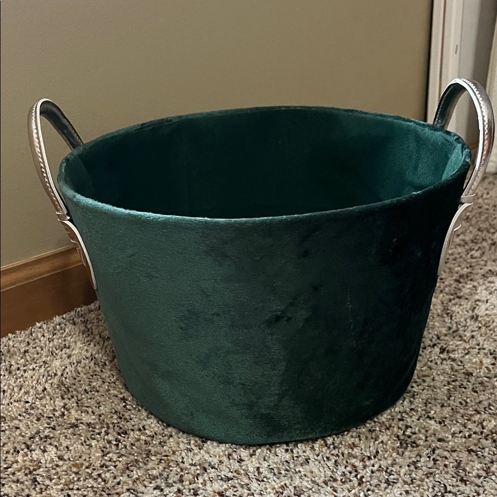 Luxurious Emerald Velvet Storage Bin